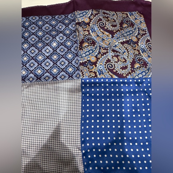 Purple and Blue Patterned Silk Scarf - Picture 5 of 5